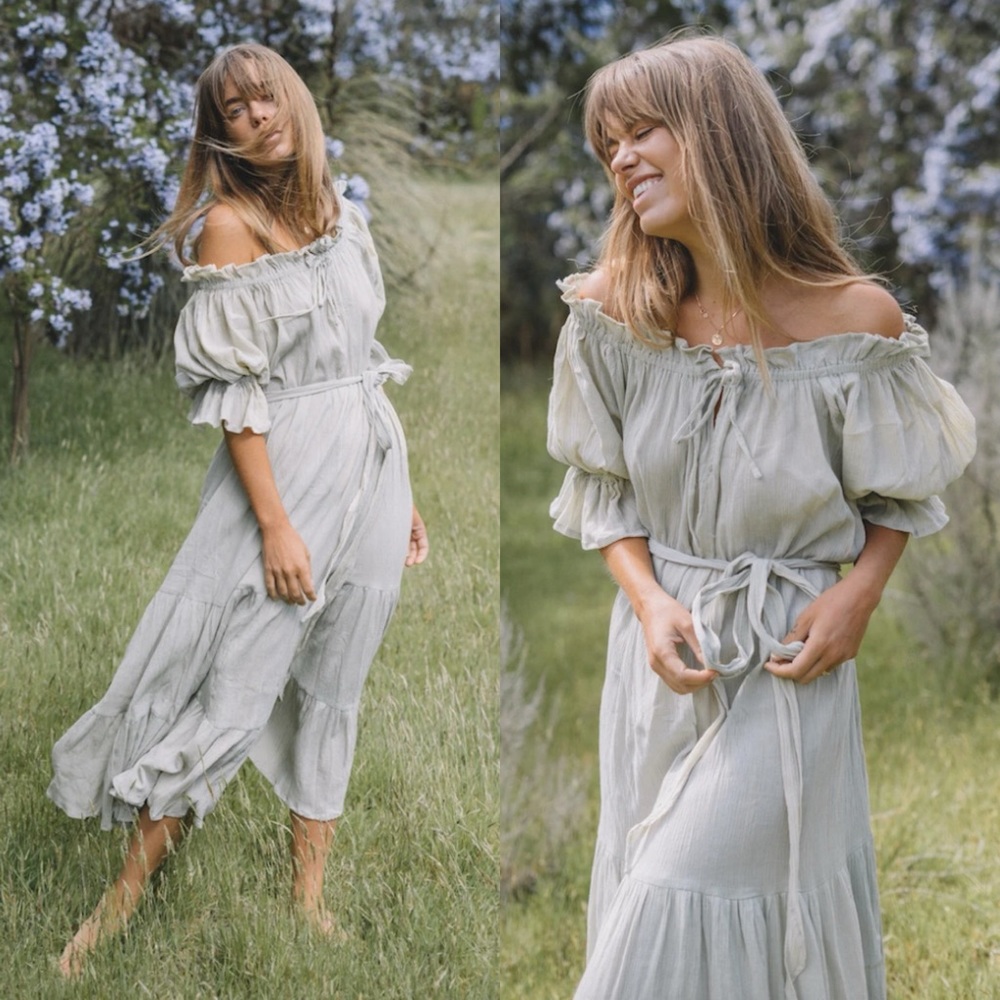 Hazel & Folk Emmaline Dress Sage Green O/S One Size